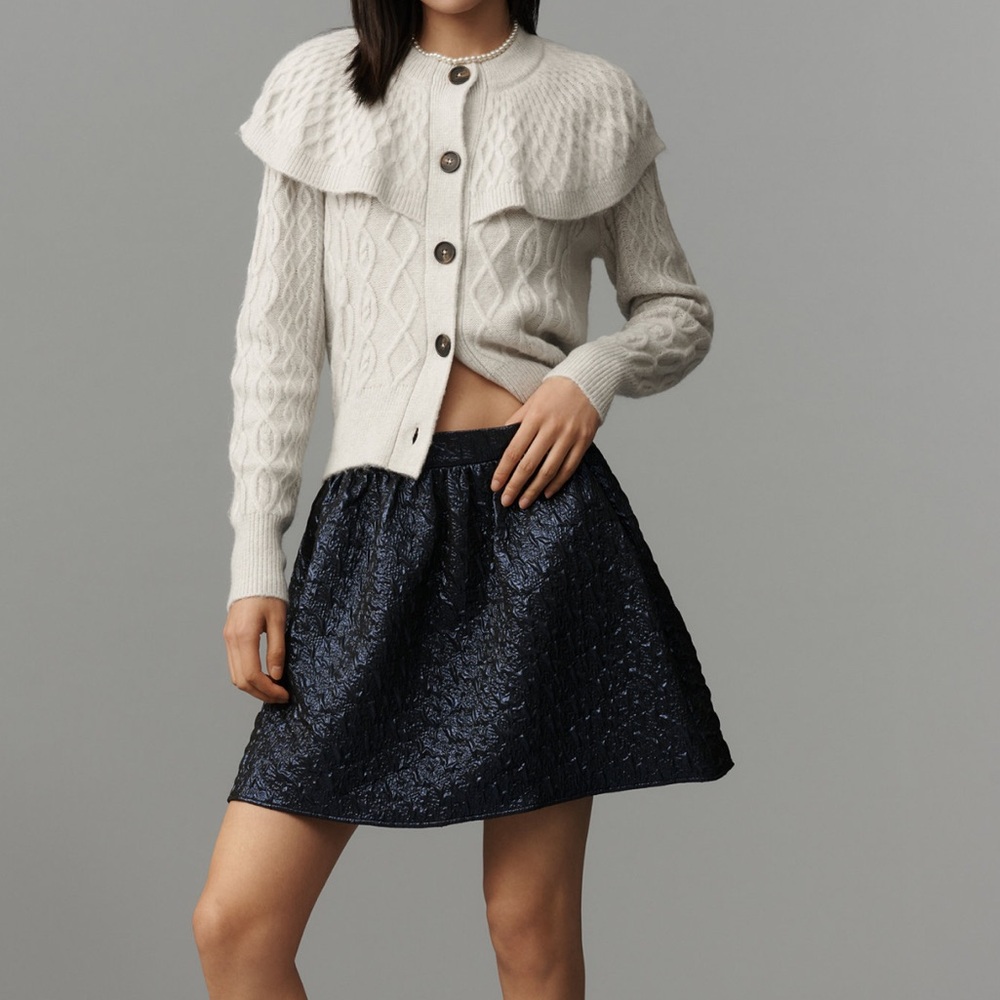 Cable-Knit Cape Cardigan Sweater
